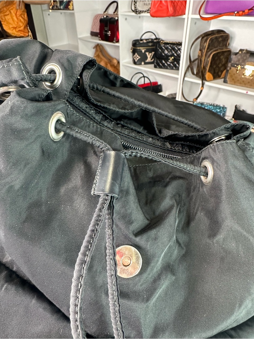 Prada Black Nylon Flap Backpack with Front Pockets - Picture 8 of 12